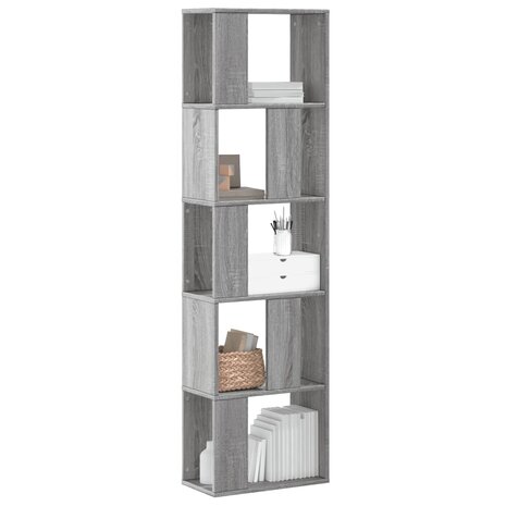 Boekenkast 5-laags 45x23,5x162,5 cm bewerkt hout grijs sonoma 1