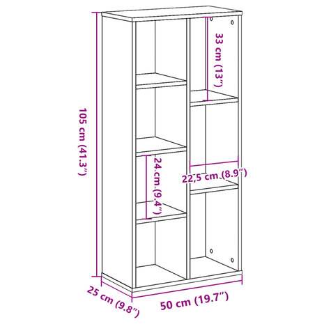 Boekenkast 50x25x105 cm bewerkt hout zwart 9