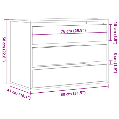 Ladekast 80x41x58 cm bewerkt hout wit 10