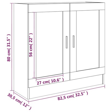 Vitrinekast 82,5x30,5x80 cm bewerkt hout bruin eikenkleur 9