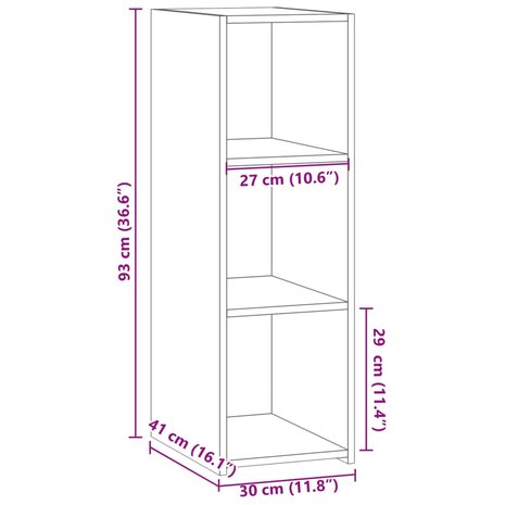 Dressoir 30x41x93 cm bewerkt hout betongrijs 9