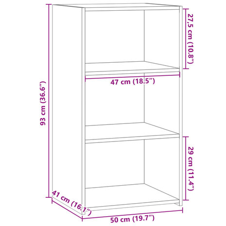 Dressoir 50x41x93 cm bewerkt hout zwart 9