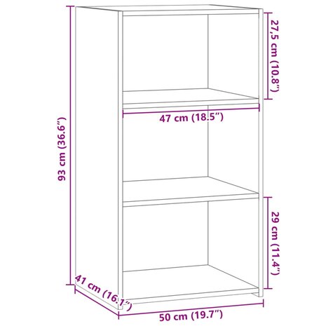 Dressoir 50x41x93 cm bewerkt hout gerookt eikenkleurig 9