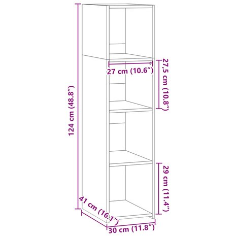 Hoge kast 30x41x124 cm bewerkt hout wit 9