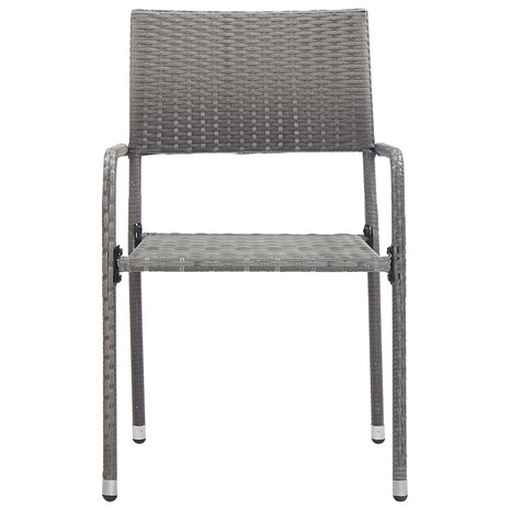 Tuinstoelen 2 st stapelbaar poly rattan grijs 3