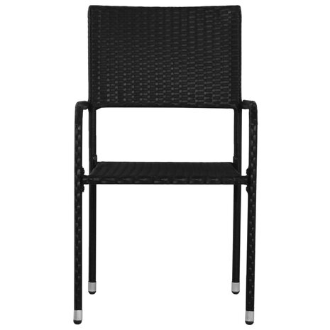 Tuinstoelen 2 st stapelbaar poly rattan zwart 3