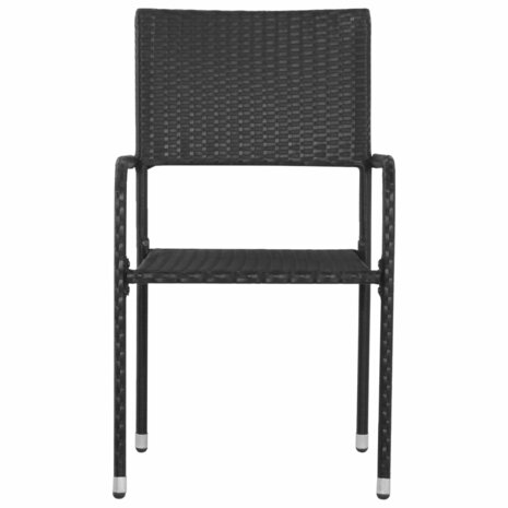 Tuinstoelen 6 st stapelbaar poly rattan zwart 3