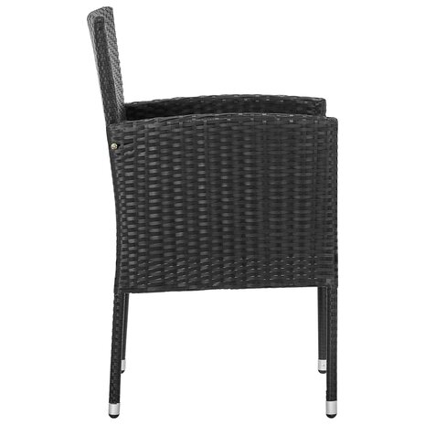 Tuinstoelen 2 st met zwarte kussens poly rattan zwart 4