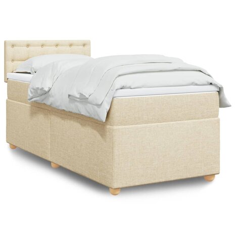 Boxspring met matras stof crèmekleurig 80x200 cm 1