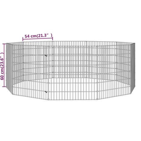 Dierenverblijf 10 panelen 54x60 cm gegalvaniseerd ijzer 8