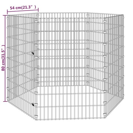 Dierenverblijf 6 panelen 54x80 cm gegalvaniseerd ijzer 8