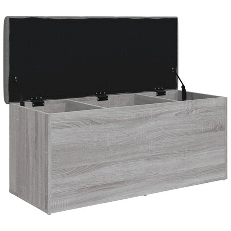 Opbergbankje 102x42x45 cm bewerkt hout grijs sonoma eikenkleur 4