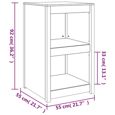 Keukenkast voor buiten 55x55x92 cm massief grenenhout wit 9