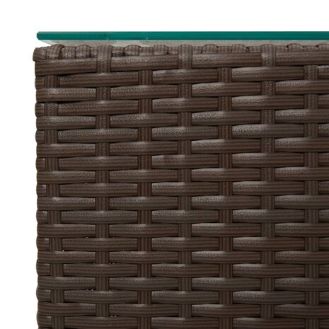 Bijzettafel met glazen blad 35x35x52 cm poly rattan bruin 3