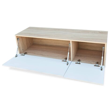 Tv-meubel 120x40x34 cm bewerkt hout hoogglans wit en eikenkleur 3