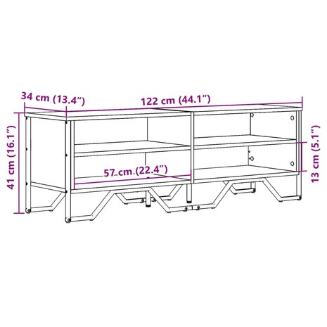 Tv-meubel 122x34x41 cm bewerkt hout zwart 9