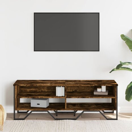 Tv-meubel 122x34x41 cm bewerkt hout gerookt eikenkleurig 3