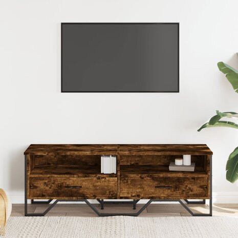 Tv-meubel 122x34x41 cm bewerkt hout gerookt eikenkleurig 3