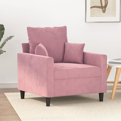 Fauteuil 60 cm fluweel roze 1