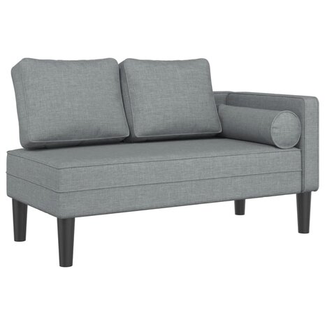 Chaise longue met kussens stof lichtgrijs 2