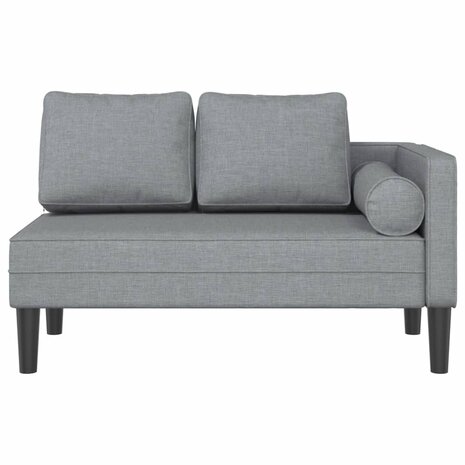 Chaise longue met kussens stof lichtgrijs 3