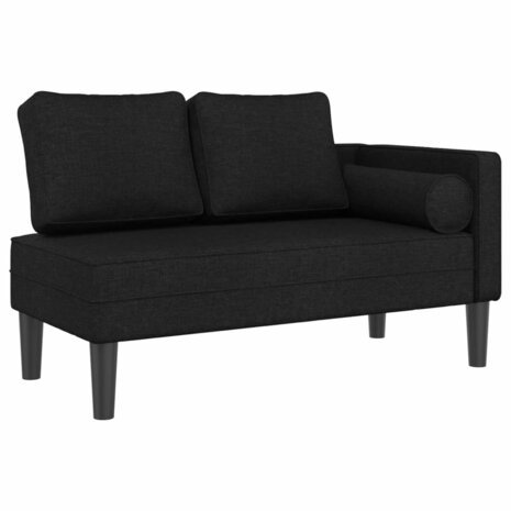 Chaise longue met kussens stof zwart 2