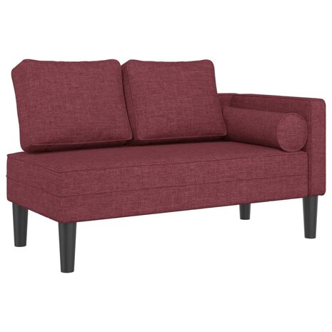 Chaise longue met kussens stof wijnrood 2