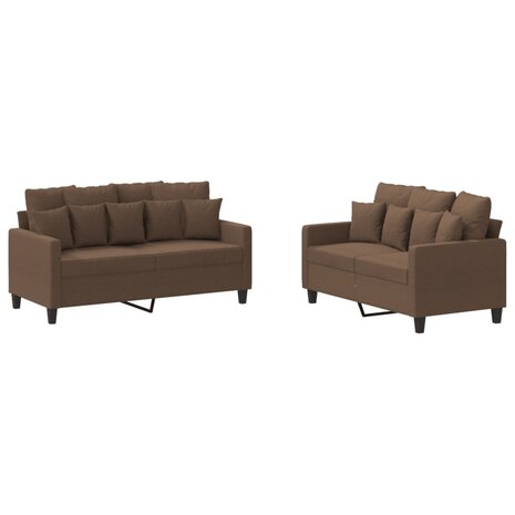 2-delige Loungeset met kussens stof bruin 2