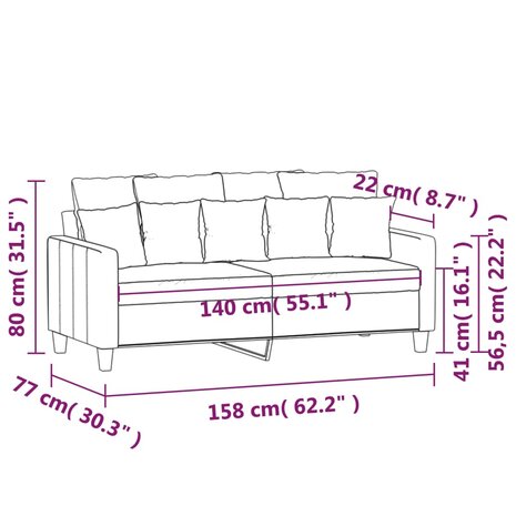 Tweezitsbank 140 cm stof lichtgeel 8