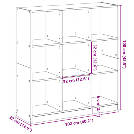 Boekenkast 102x32x108 cm bewerkt hout wit 9