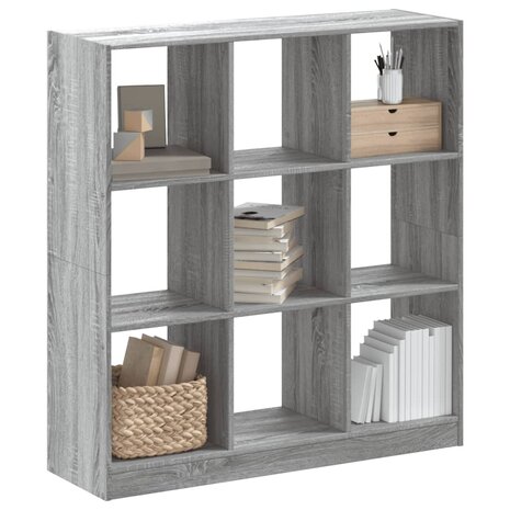 Boekenkast 102x32x108 cm bewerkt hout grijs sonoma eikenkleurig 1