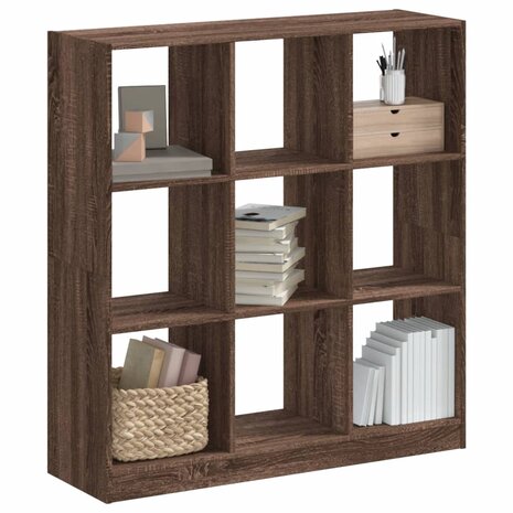 Boekenkast 102x32x108 cm bewerkt hout bruin eikenkleurig 1