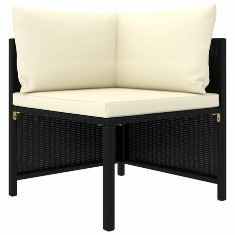 2-delige Loungeset met kussens poly rattan zwart 2