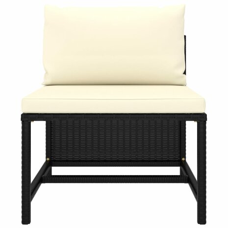 2-delige Loungeset met kussens poly rattan zwart 5