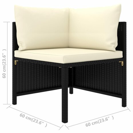 2-delige Loungeset met kussens poly rattan zwart 6