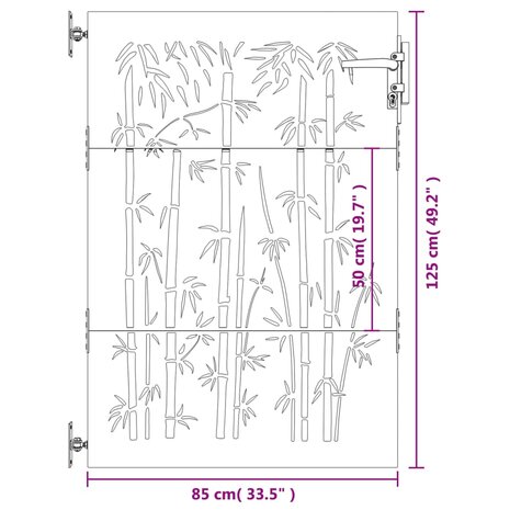 Poort 85x125 cm bamboe-ontwerp cortenstaal 10