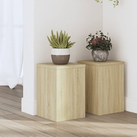 Plantenstandaards 2 st 20x20x30 cm bewerkt hout sonoma eiken 1