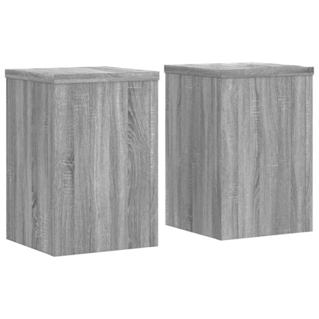 Plantenstandaards 2 st 20x20x30 cm bewerkt hout grijs sonoma 2