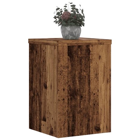 Plantenstandaards 2 st 20x20x30 cm bewerkt hout oud houtkleurig 3