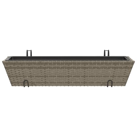 Plantenbakken 2 st met haken poly rattan grijs 5