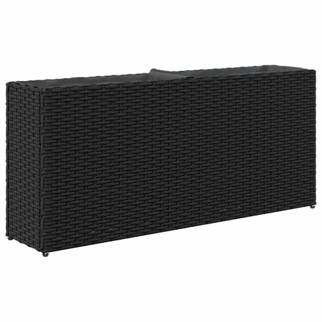 Plantenbak met 2 potten 90x20x40 cm poly rattan zwart 7