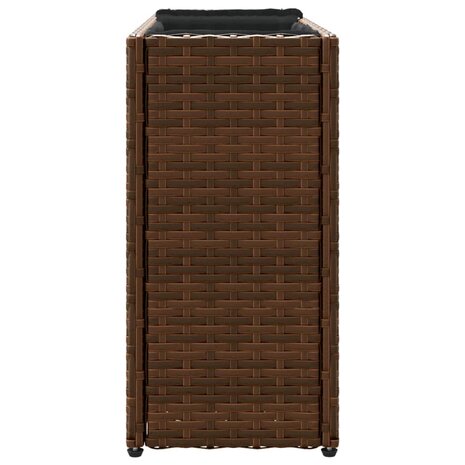 Plantenbak met 2 potten 90x20x40 cm poly rattan bruin 6