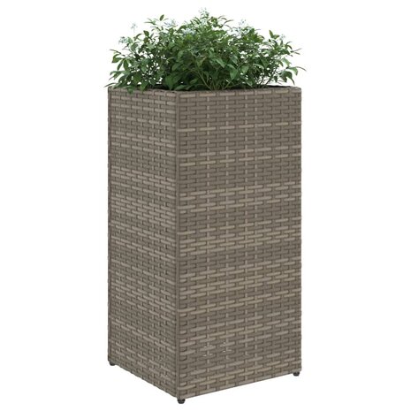 Plantenbak 30x30x60 cm poly rattan grijs 4