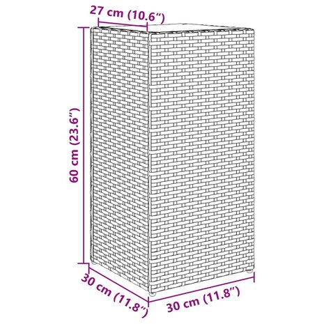 Plantenbak 30x30x60 cm poly rattan grijs 10