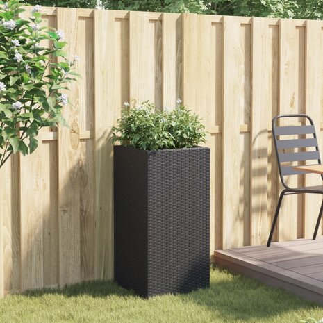 Plantenbak 40x40x80 cm poly rattan zwart 3