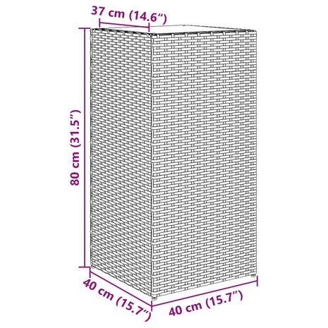 Plantenbak 40x40x80 cm poly rattan zwart 10