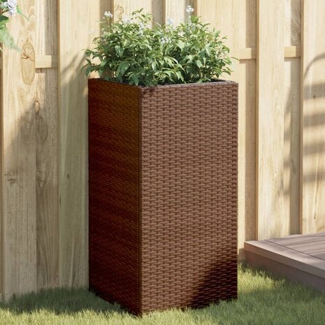 Plantenbak 40x40x80 cm poly rattan bruin 1