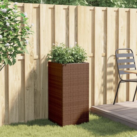 Plantenbak 40x40x80 cm poly rattan bruin 3