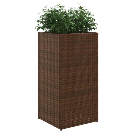 Plantenbak 40x40x80 cm poly rattan bruin 4