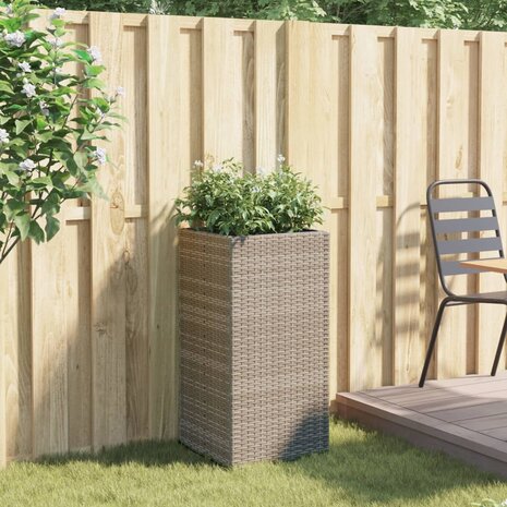 Plantenbak 40x40x80 cm poly rattan grijs 3